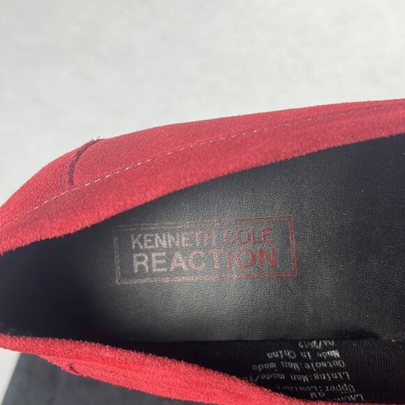 Kenneth Cole Men's Red Suede Loafers Black Rubber Sole Size 9 NWOB Dopamine - Picture 6 of 9